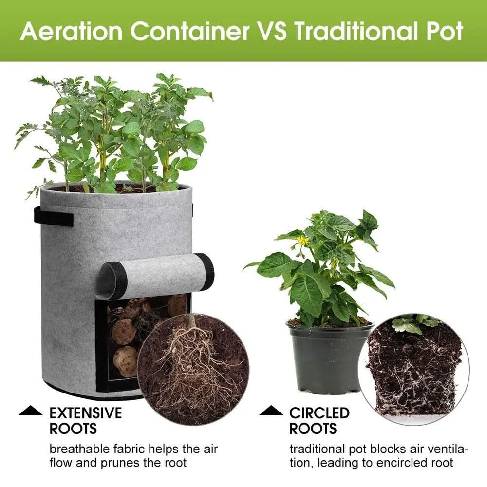 Grow Bag Set Breathable Non-Woven Harvest Window