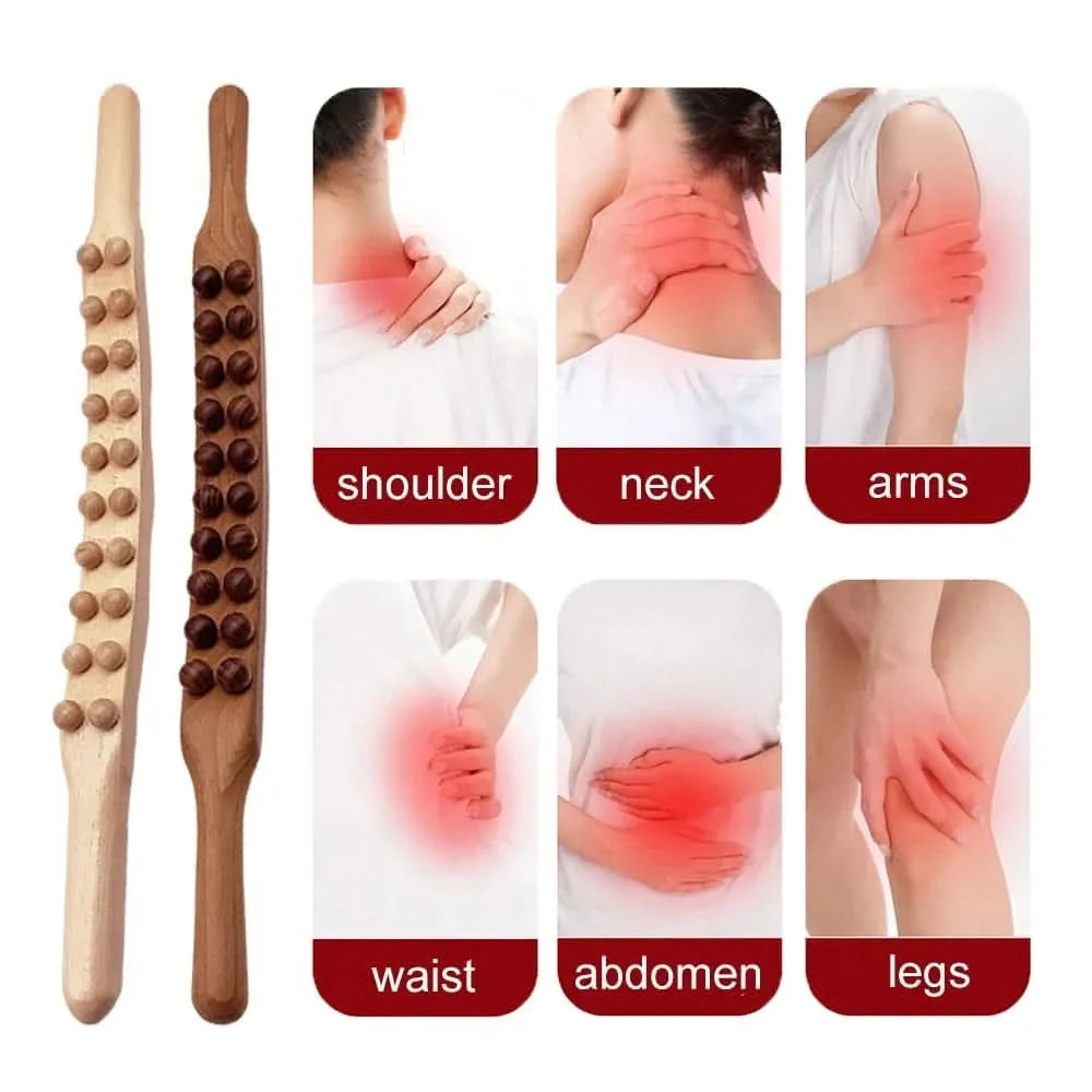 Gua Sha Massage Stick Natural Wood Ergonomic 60 Cm