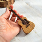 Guitar Pick Box Engraved Oak Holds 3 Picks
