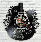 Guitar Wall Clock Vinyl Record Design 30cm Optional LED