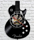 Guitar Wall Clock Vinyl Record Design 30cm Optional LED