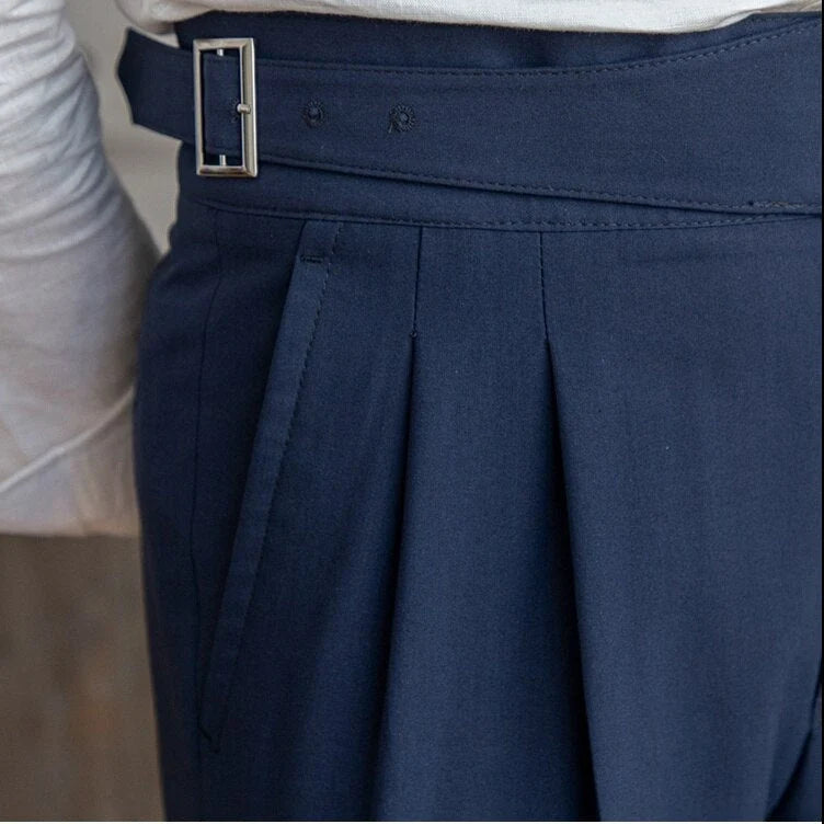 Gurkha Trousers High Waist & Double Buckles Straight Fit