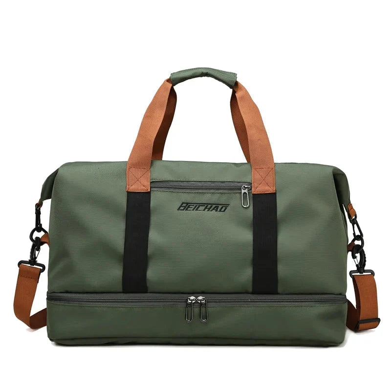 Gym Bag Shoe Compartment Wet-Dry Pocket Trolley Sleeve