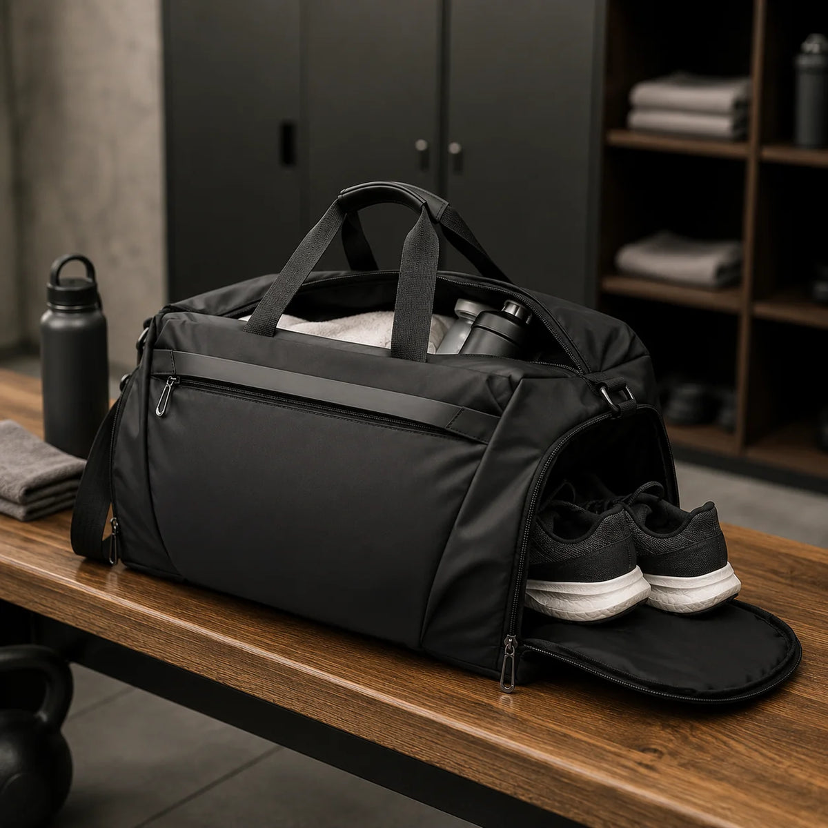 Gym Duffel Bag Ventilated Shoe Compartment & Wet Dry Divider