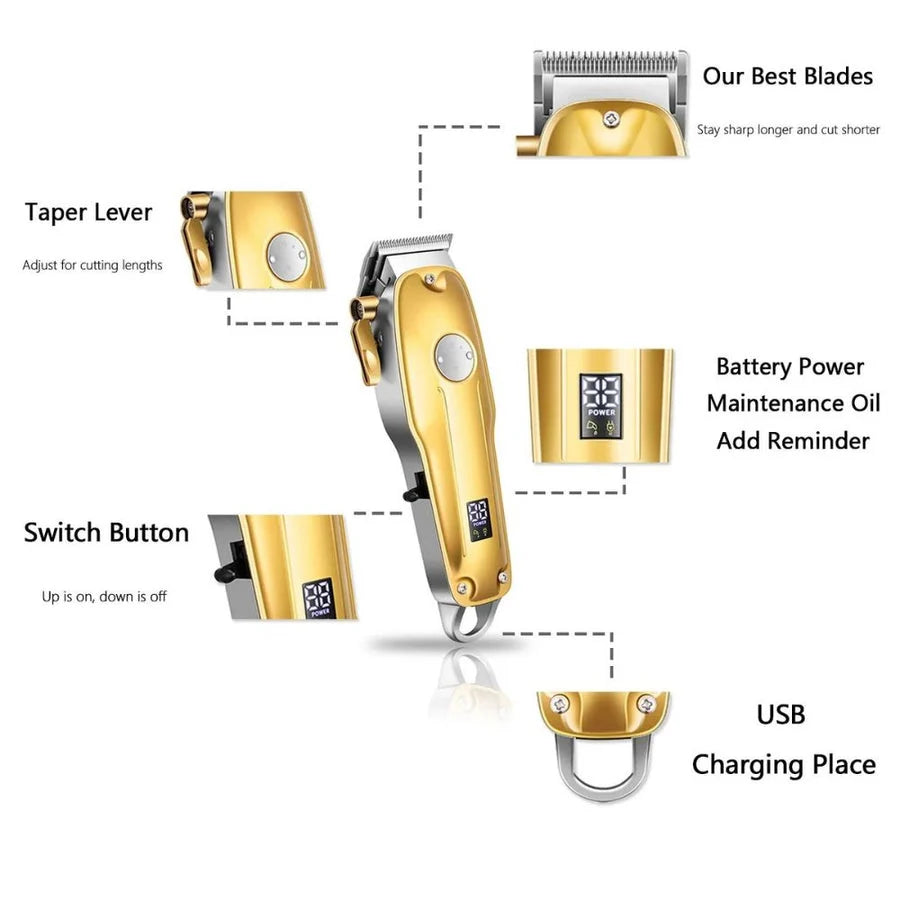 Hair & Beard Clippers Cordless Ceramic Blades USB Rechargeable