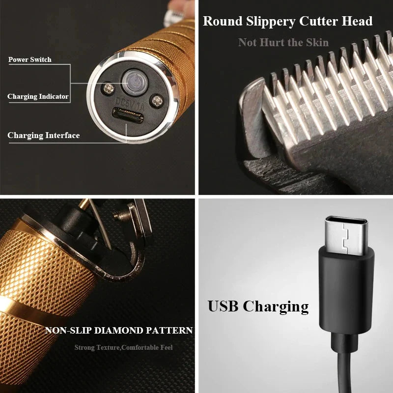 Hair & Beard Clippers Cordless Ceramic Blades USB Rechargeable