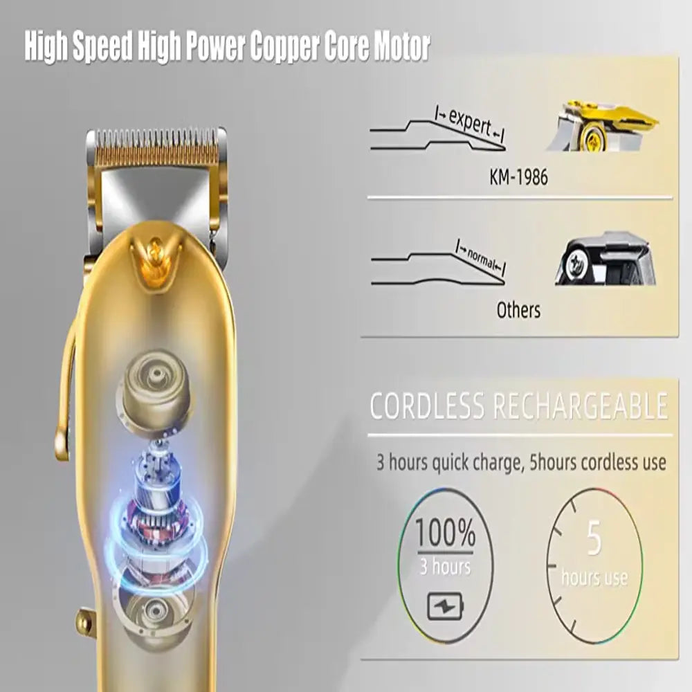 Hair & Beard Clippers Cordless Ceramic Blades USB Rechargeable