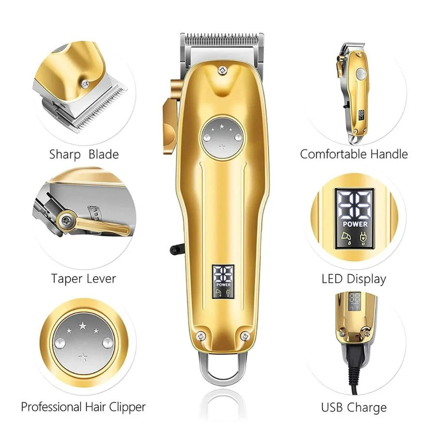 Hair & Beard Clippers Cordless Ceramic Blades USB Rechargeable