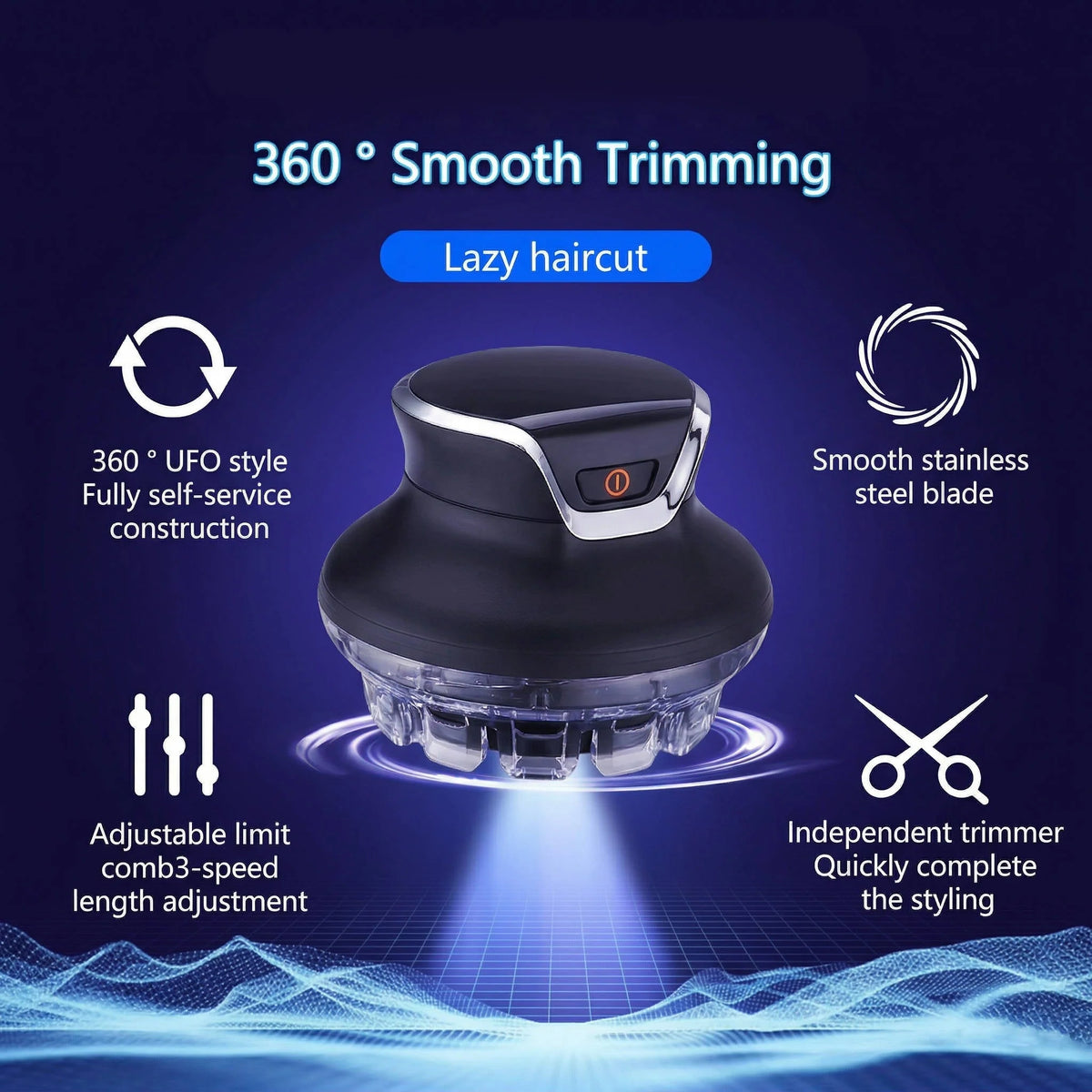 Hair Clipper 360-Degree Rotating Head USB Rechargeable