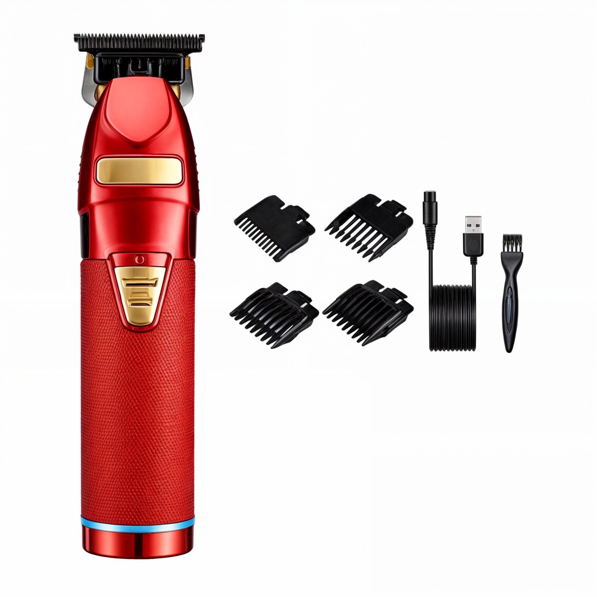 Hair Clipper Adjustable Guard Combs & Precision Blades USB Charging