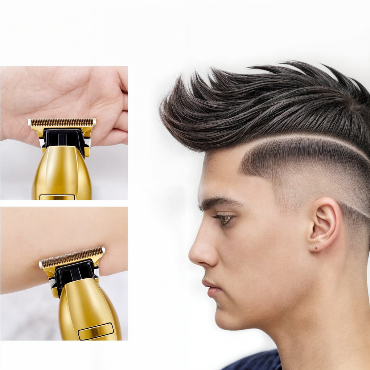 Hair Clipper Adjustable Guard Combs & Precision Blades USB Charging