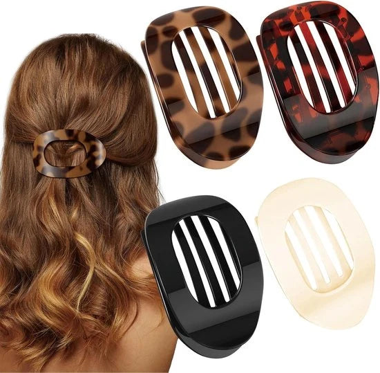 Hair Clips Flat Rounded Gentle Hold Set of 4