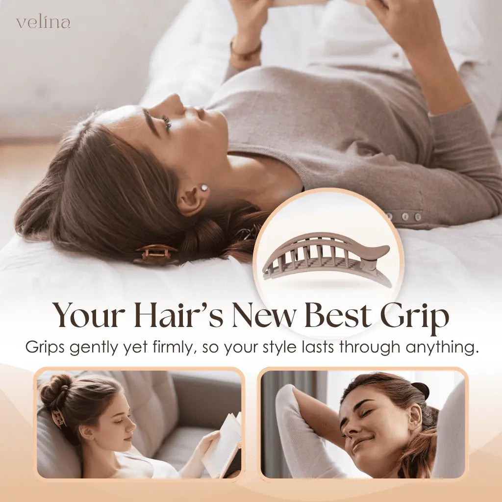 Hair Clips Flat Rounded Gentle Hold Set of 4