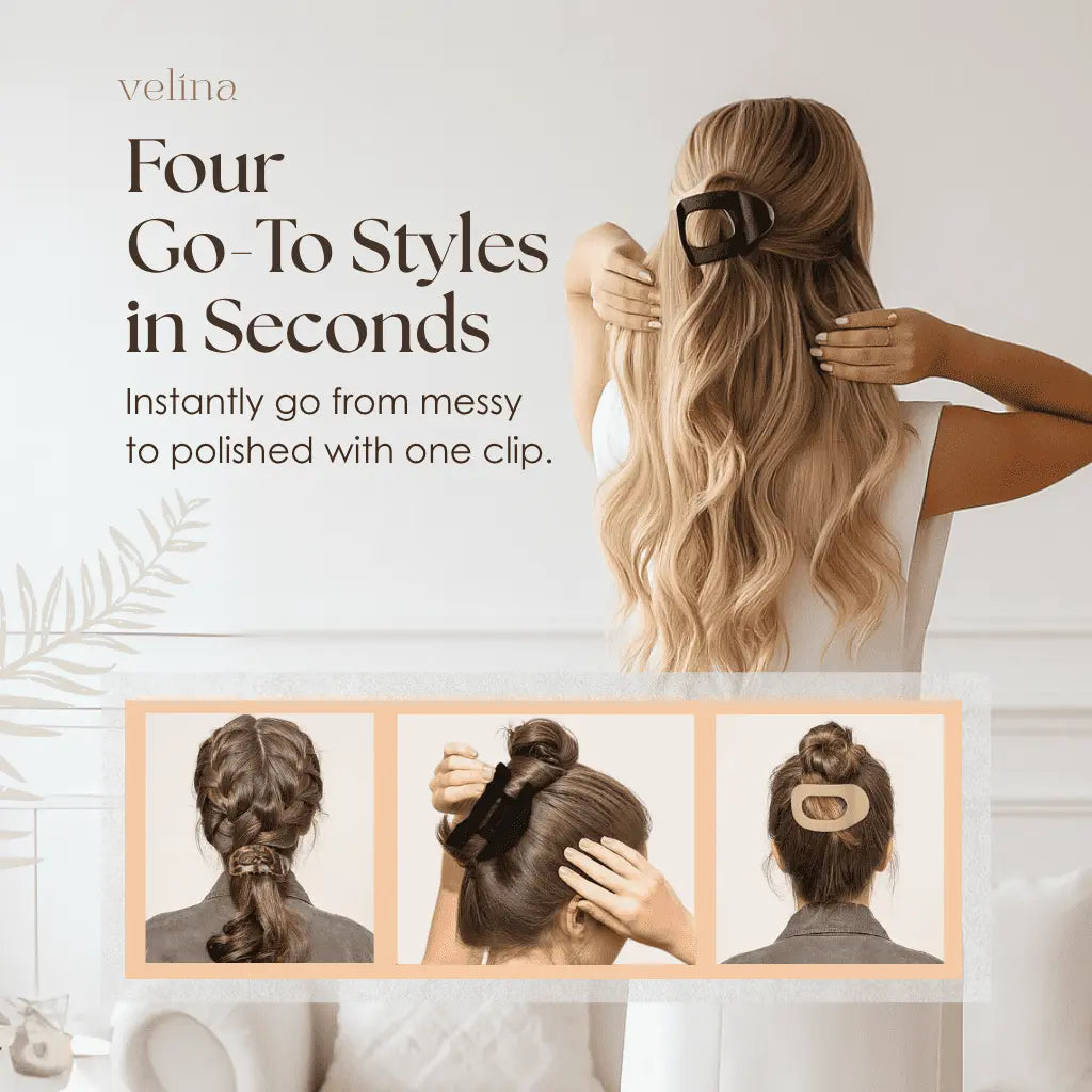 Hair Clips Flat Rounded Gentle Hold Set of 4