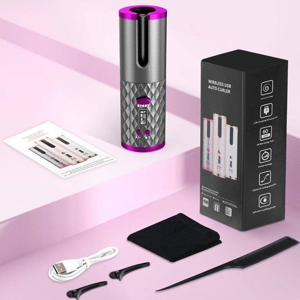 Hair Curler Cordless Automatic Adjustable Heat