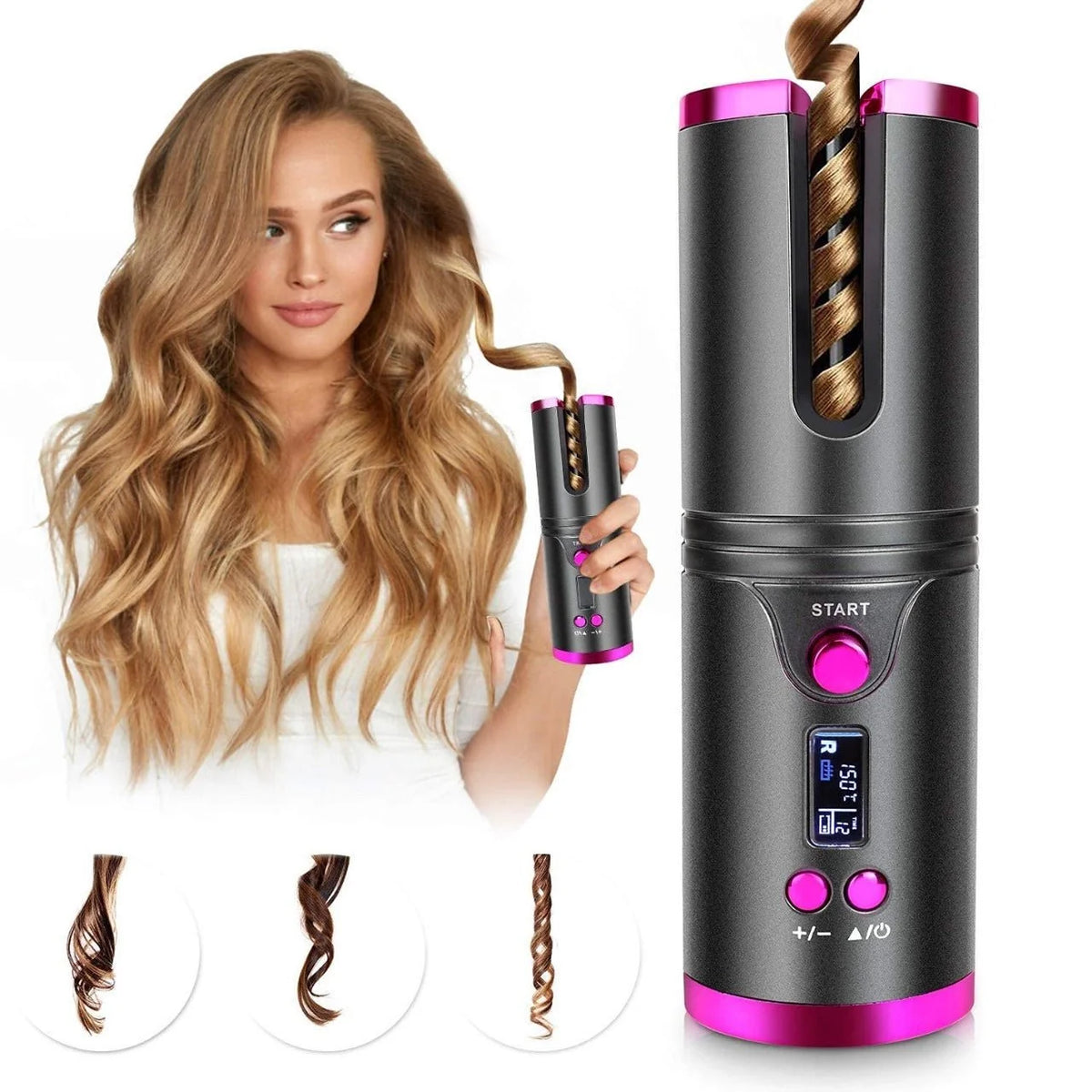 Hair Curler Cordless & Rechargeable Automatic 6 Heat Settings