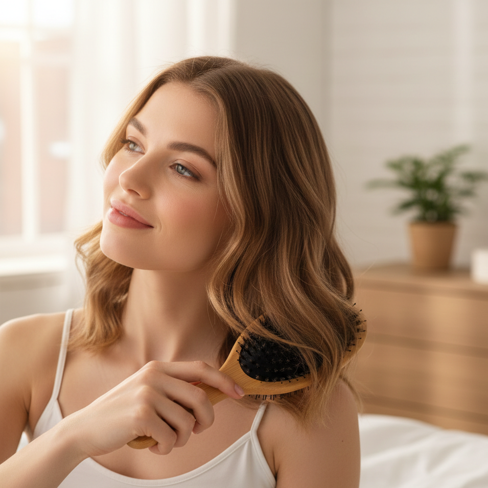 Hair Detangling Brush Boar & Nylon Bristles Ergonomic Grip