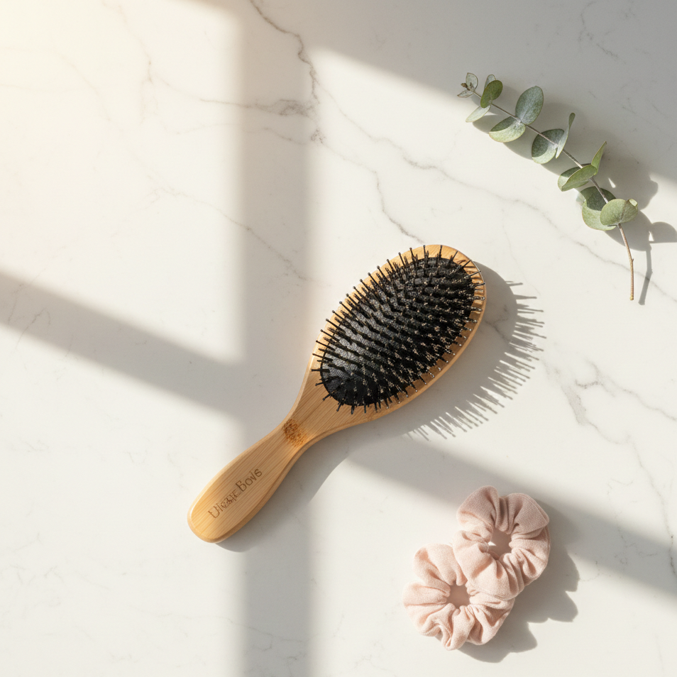 Hair Detangling Brush Boar & Nylon Bristles Ergonomic Grip