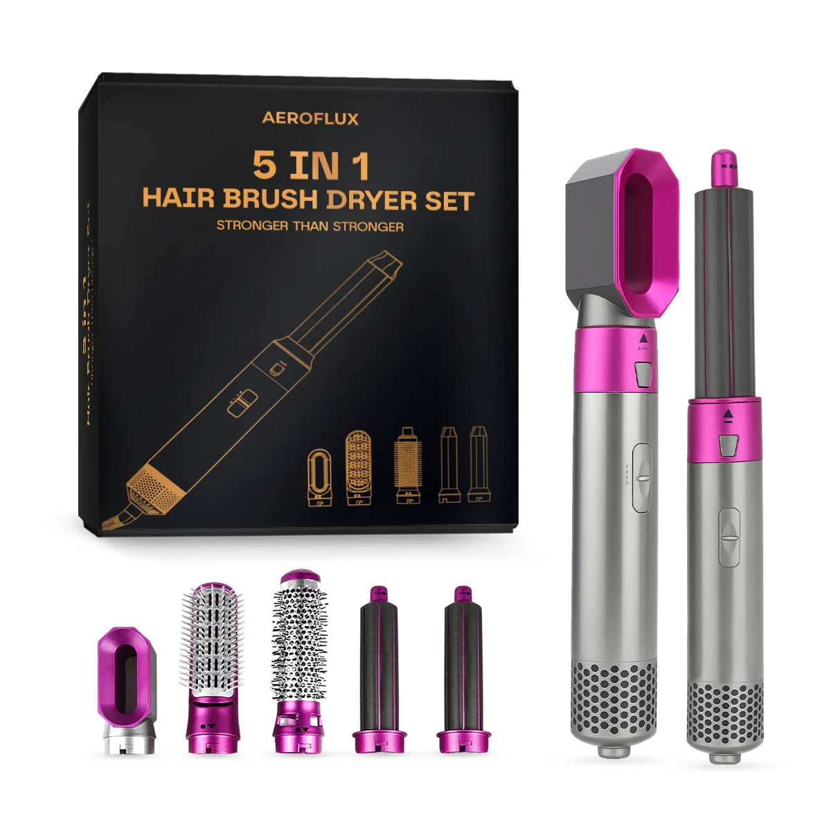 Hair Dryer Brush 5-in-1 Rotating Curl Attachments