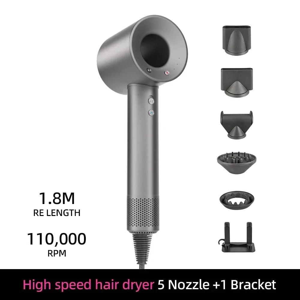 Hair Dryer High-Speed Ionic Smart Heat Detachable Nozzle