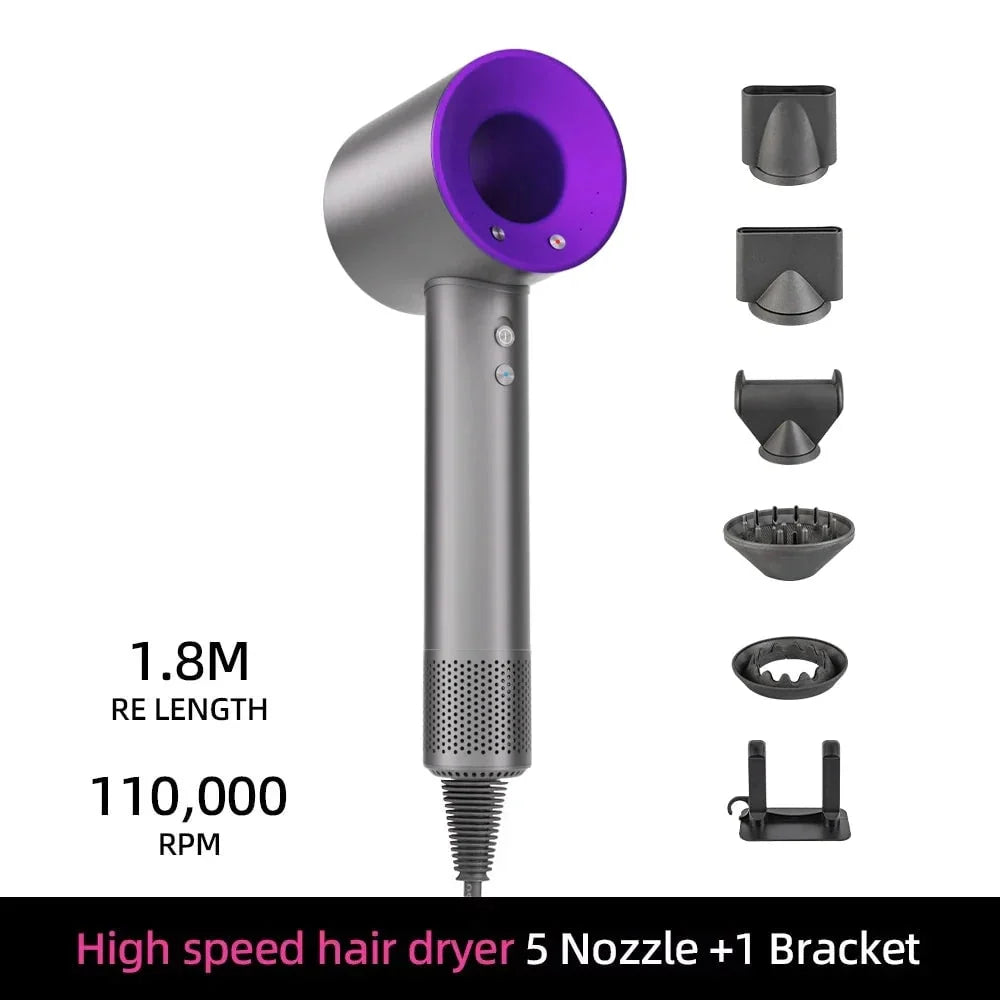 Hair Dryer High-Speed Ionic Smart Heat Detachable Nozzle
