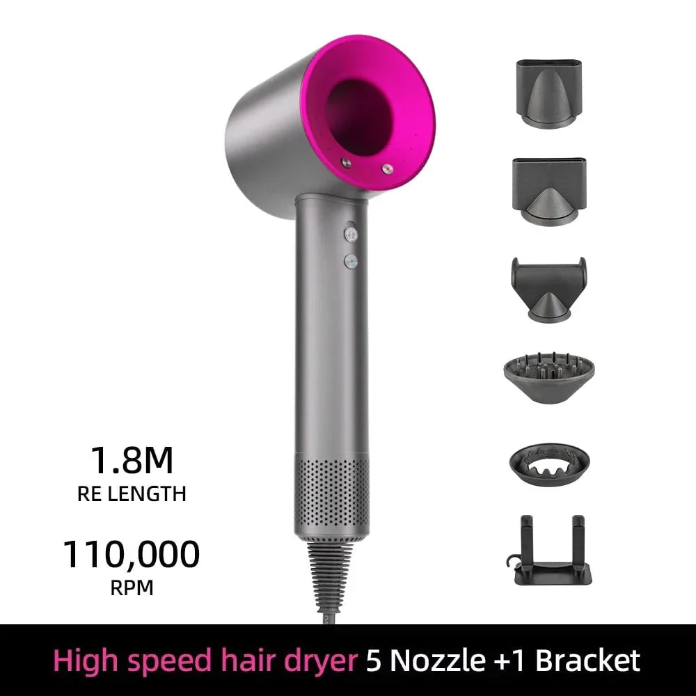 Hair Dryer High-Speed Ionic Smart Heat Detachable Nozzle