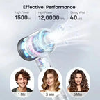 Hair Dryer High-Speed Ionic Smart Heat Detachable Nozzle