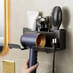 Hair Dryer Holder Drill-Free Silicone Grip & Cord Storage