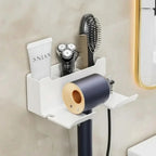 Hair Dryer Holder Drill-Free Silicone Grip & Cord Storage