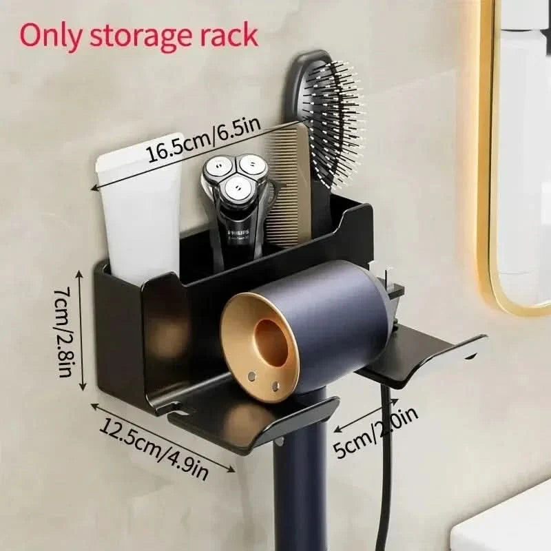 Hair Dryer Holder Drill-Free Silicone Grip & Cord Storage
