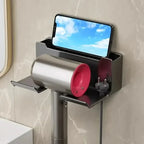 Hair Dryer Holder Drill-Free Silicone Grip & Cord Storage