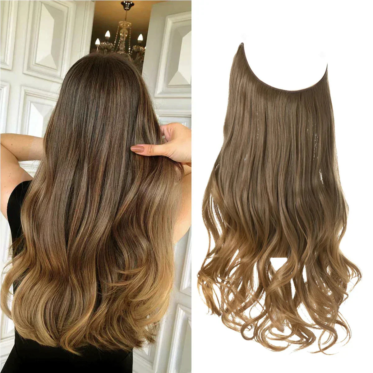 Hair Extensions 100% Human Hair Heat-Resistant Tangle-Free