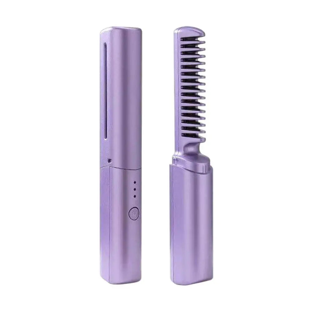 Hair Straightener Comb Cordless Ceramic Rechargeable Frizz Control