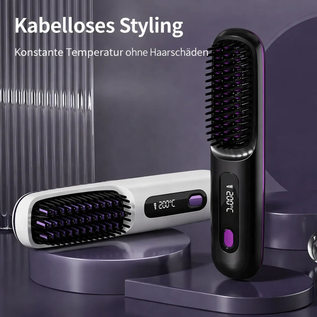 Hair Straightener Wireless Ceramic Plates USB Rechargeable
