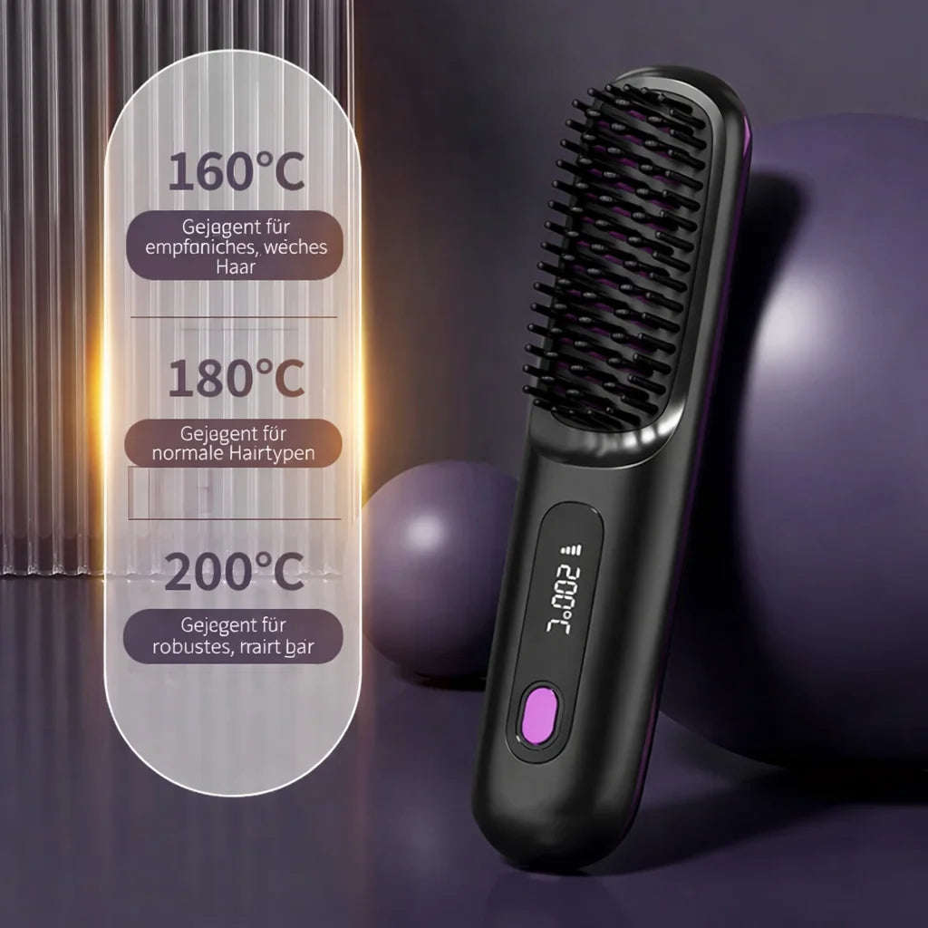 Hair Straightener Wireless Ceramic Plates USB Rechargeable