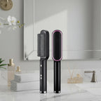 Hair Straightening Brush Heated Comb Teeth LED Temp Control