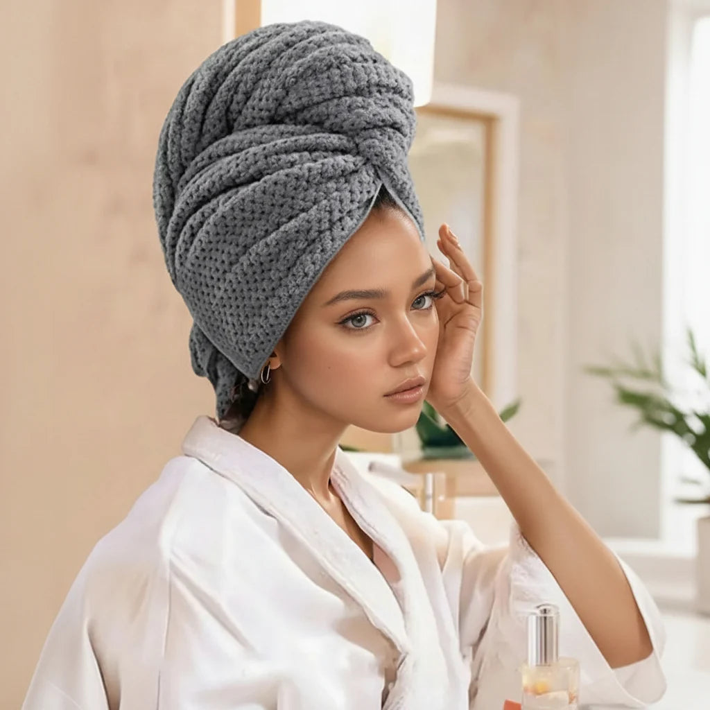 Hair Towel Wrap Quick-Dry Coral Velour