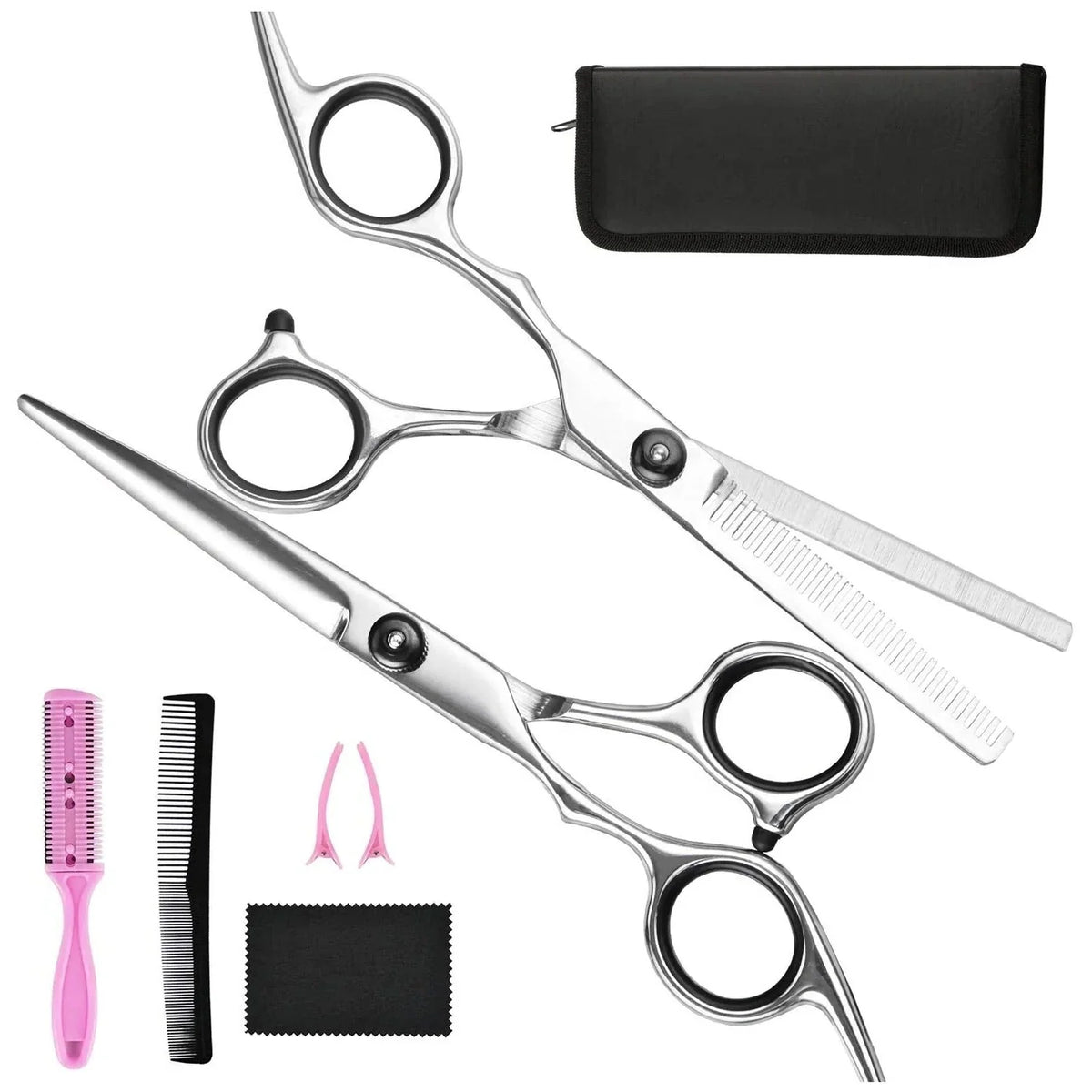 Haircutting Scissors Set Stainless Steel Blades & Thinning Shears