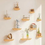 Half Moon Floating Shelf Natural Wood Space-Saving