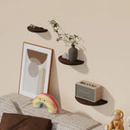 Half Moon Floating Shelf Natural Wood Space-Saving