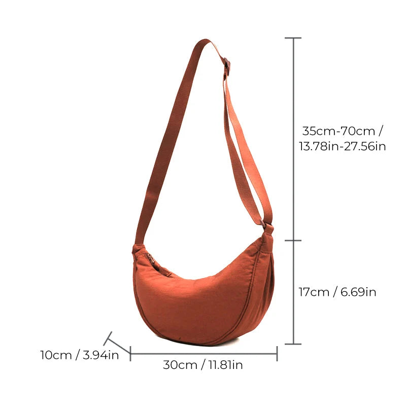 Half-Moon Shoulder Bag Faux Leather Adjustable Strap