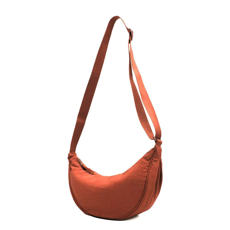 Half-Moon Shoulder Bag Faux Leather Adjustable Strap