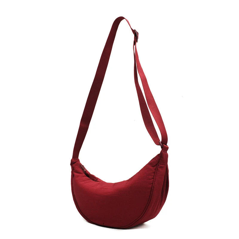 Half-Moon Shoulder Bag Faux Leather Adjustable Strap