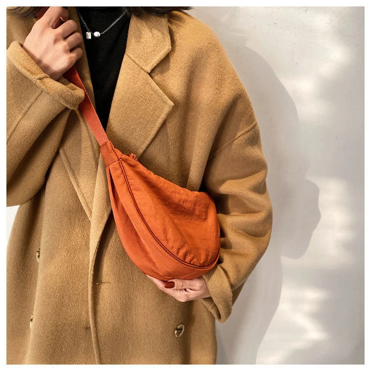 Half-Moon Shoulder Bag Faux Leather Adjustable Strap