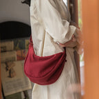 Half-Moon Shoulder Bag Faux Leather Adjustable Strap