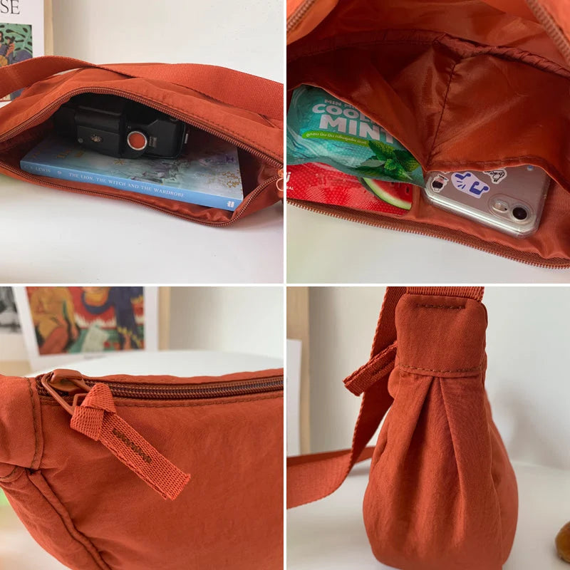 Half-Moon Shoulder Bag Faux Leather Adjustable Strap