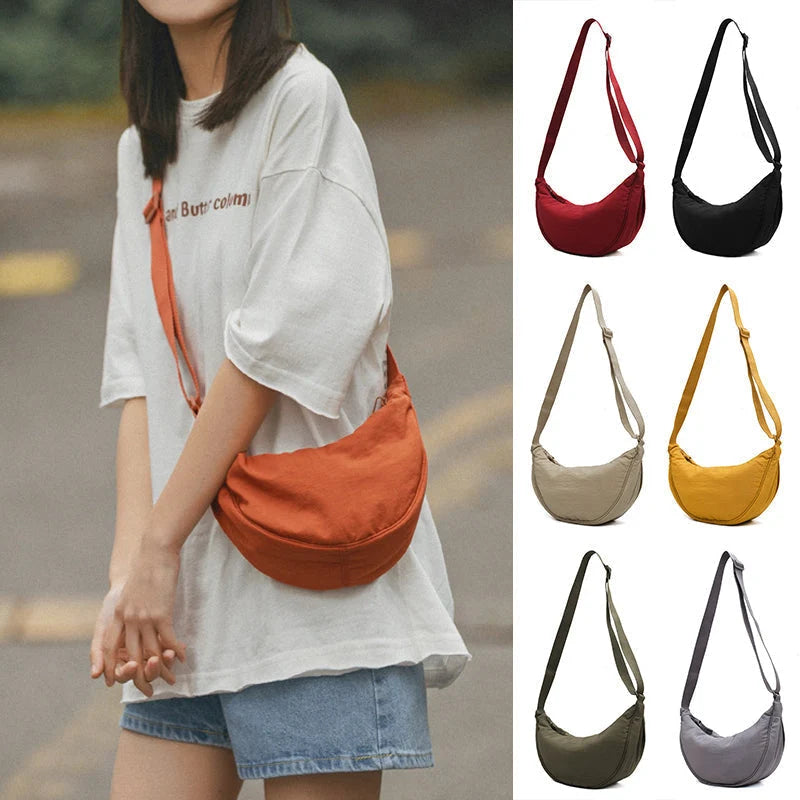Half-Moon Shoulder Bag Faux Leather Adjustable Strap