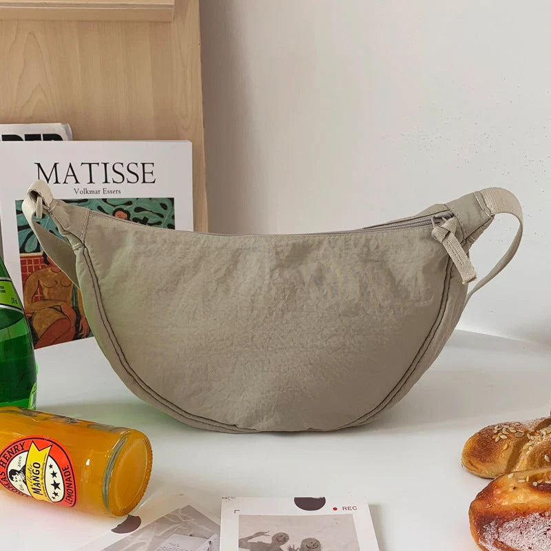 Half-Moon Shoulder Bag Faux Leather Adjustable Strap