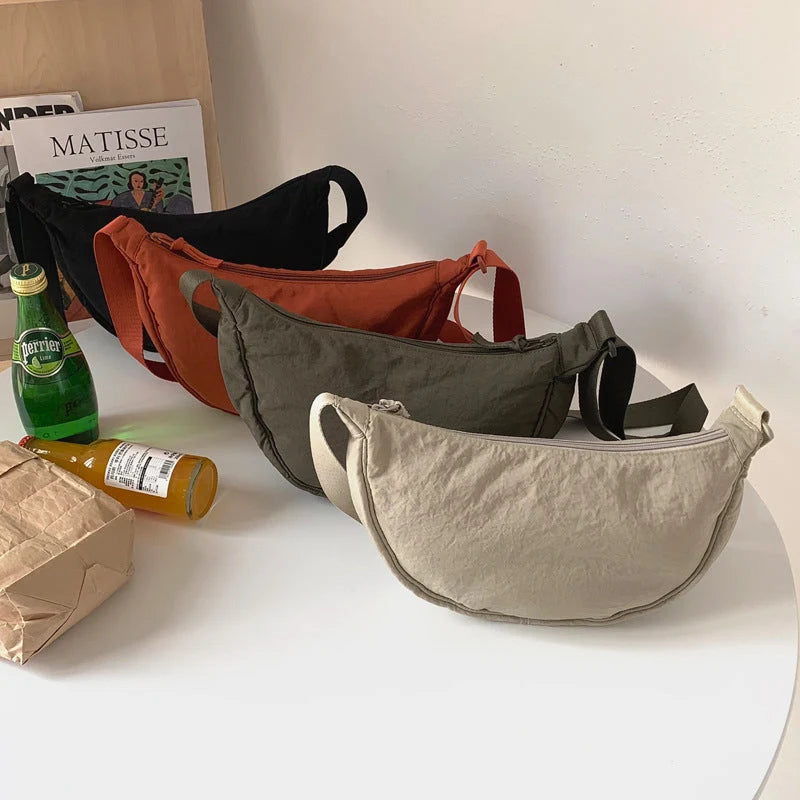 Half-Moon Shoulder Bag Faux Leather Adjustable Strap