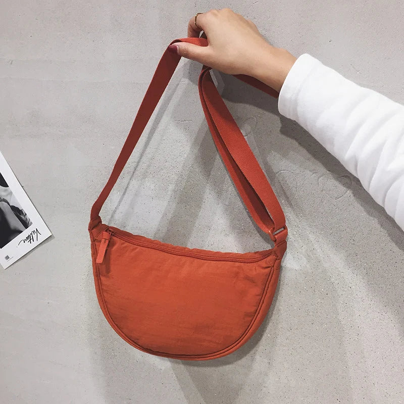 Half-Moon Shoulder Bag Faux Leather Adjustable Strap